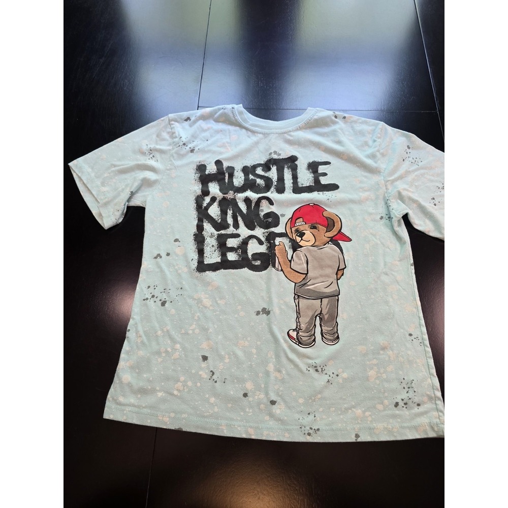 Bailey Apparel Hustle King Legend Bear Shirt Boys Large 14/16 Mint Green...‎